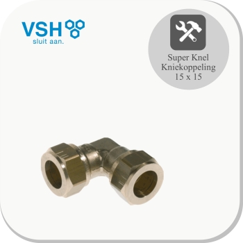 Kniekoppeling 15x15 Messing