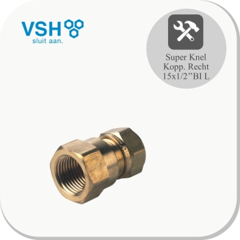 Koppeling recht 15x1/2'' BI Messing