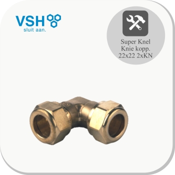 Kniekoppeling 22x22 2xKN Messing