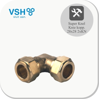 Kniekoppeling 28x28 messing