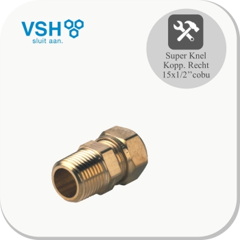 Koppeling recht 15x1/2'' BUI Messing