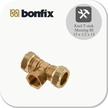Knel T-stuk 15x1/2x15 BI messing