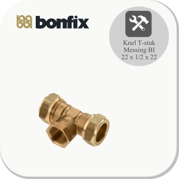 Knel T-stuk 22x1/2x22 BI messing