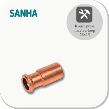 Koper press water inzetverloop 28X15