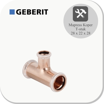 Koper T-stuk 28x22x28
