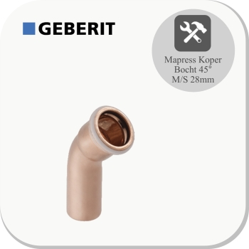 Koper Bocht 45° M/S 28mm