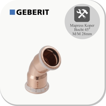 Koper Bocht 45° M/M 28mm