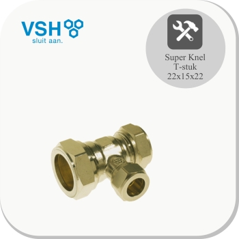 Knel. T-stuk 22x15x22 Messing