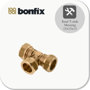 Knel T-stuk 15x15x15 messing