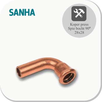 Koper press spiebocht 90° 28x28