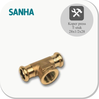 Koper press T-stuk 28x1/2x28
