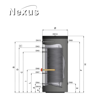RVS Hygiëne boiler PAWT-500 XL-LE1